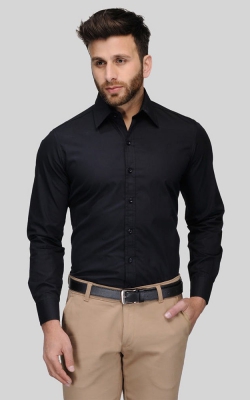 Solid Black Cotton Shirt